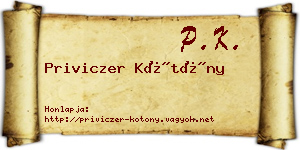 Priviczer Kötöny névjegykártya